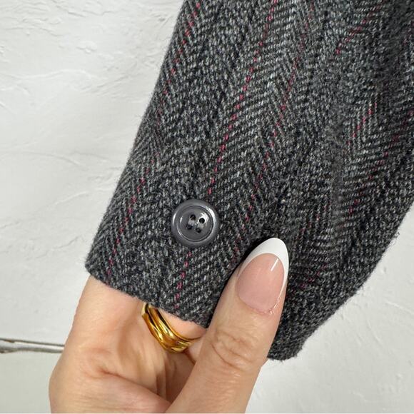 Vintage Taylor & Spenser Grey Wool Fitted Blazer Jacket Womens 9 Preppy Career - Picture 5 of 9